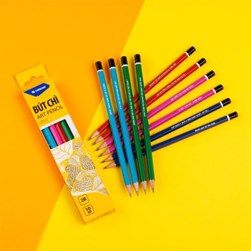 Bút chì gỗ Art Pencil Thiên Long GP-01 Độ đậm 2B – Hộp 10 cây kèm gôm tẩy cao cấp